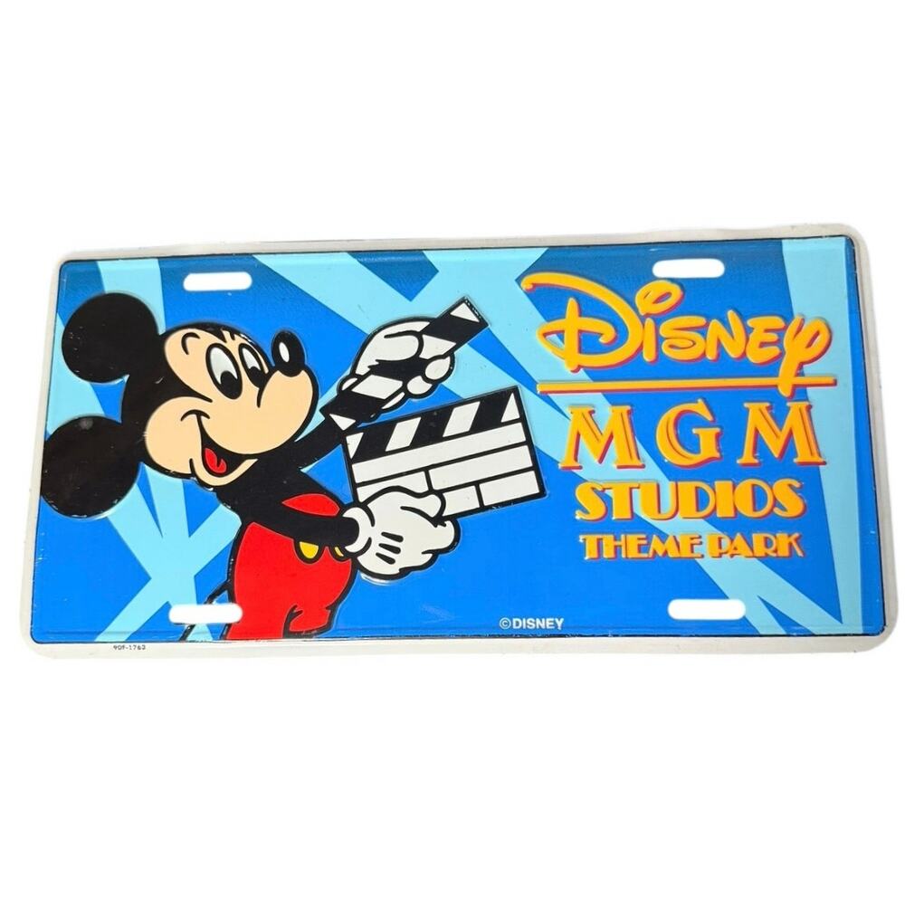 VTG Disney World MGM Studios Theme Park Mickey Clapper Board Metal License Plate